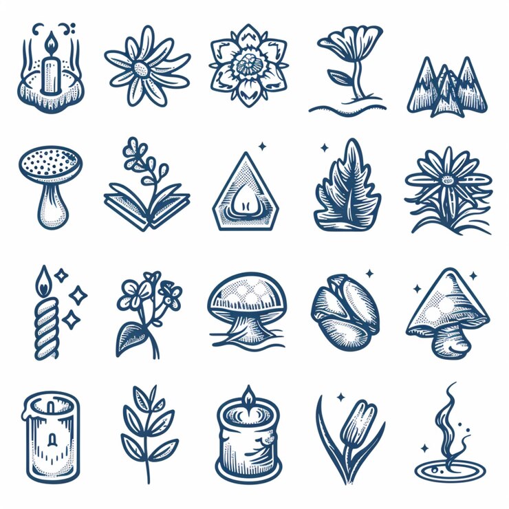 una colección de diferentes ilustraciones, incluida una que dice "natural"