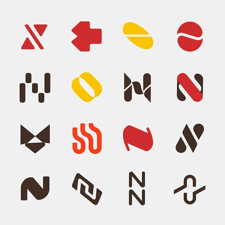 Foto una colección de diferentes logotipos que incluyen un z n n y n