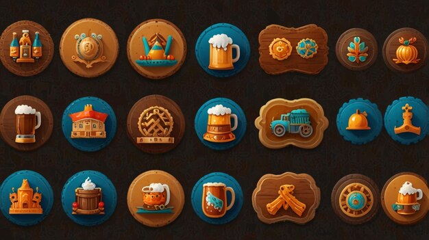 una colección de diferentes tipos de logotipos, incluida la cerveza