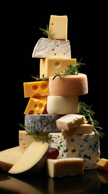 Una colección de diferentes tipos de queso
