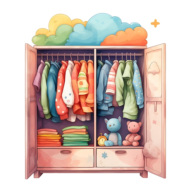 Foto colección de diseño de acuarela y camiseta de armario moderno ilustración plana 2d y clipart