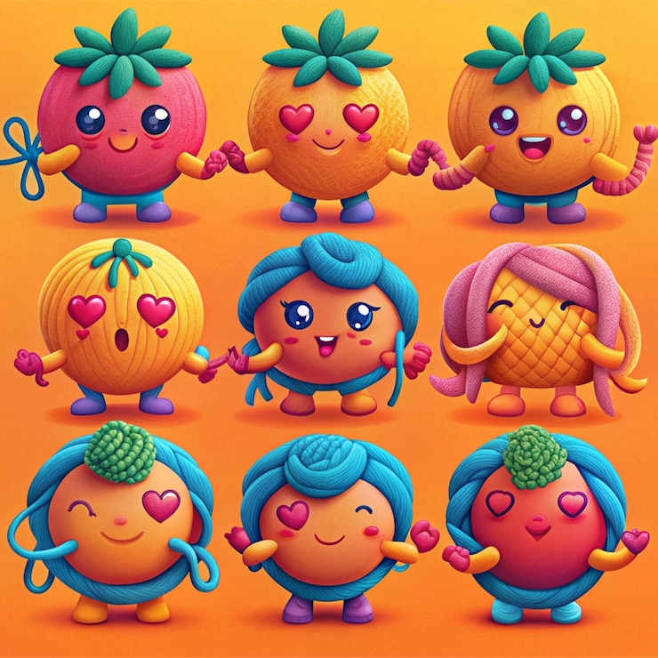 Foto colección de diseños de personajes adorables y lindos
