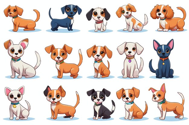 Colección de diseños de personajes de dibujos animados de perros