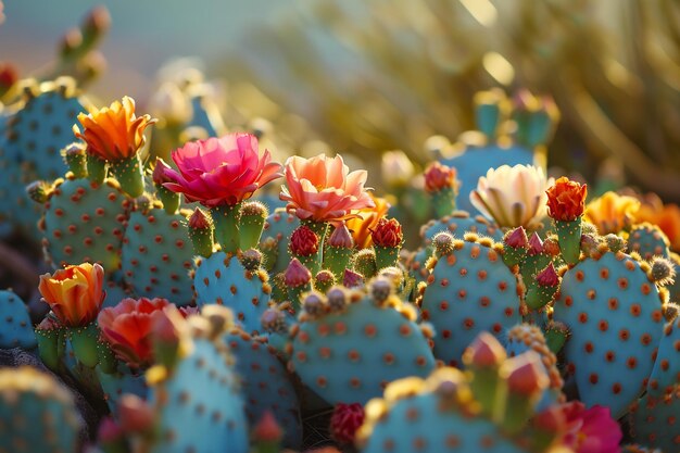 Foto una colección de diversas variedades de cactus en un paisaje desértico