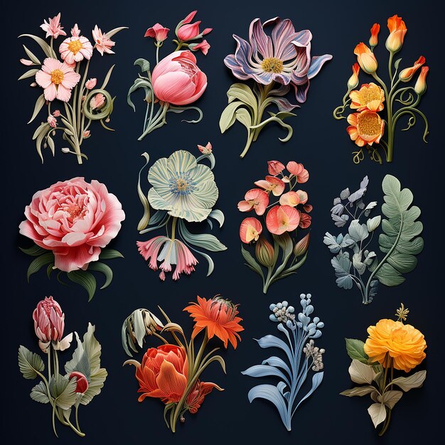 Foto colección de elegancia floral varios diseños diferentes