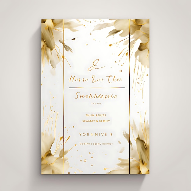 Foto colección elegante tarjeta de invitación de boda de oro y marfil rectangular s diseño de idea de ilustración