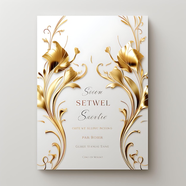 Colección elegante tarjeta de invitación de boda de papel de oro de forma ovalada diseño de la idea de la ilustración de Shimmer