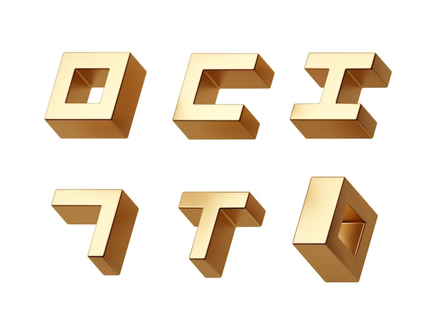 Colección de elementos de diseño dorados aislados sobre un fondo blanco