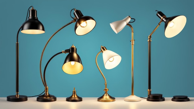Colección de elementos de las lámparas de escritorio