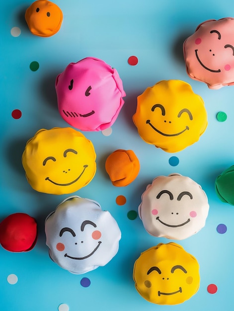 Una colección de emojis coloridos con caras sonrientes