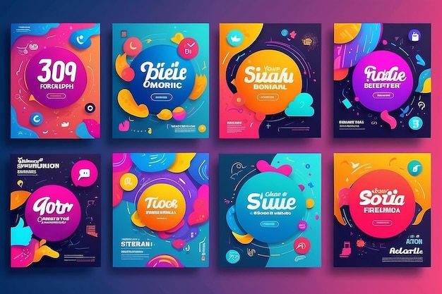 Colección especial de plantillas de banners de redes sociales con el mejor color y estilo