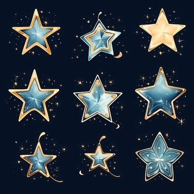 Colección de estrellas brillantes dibujadas a mano