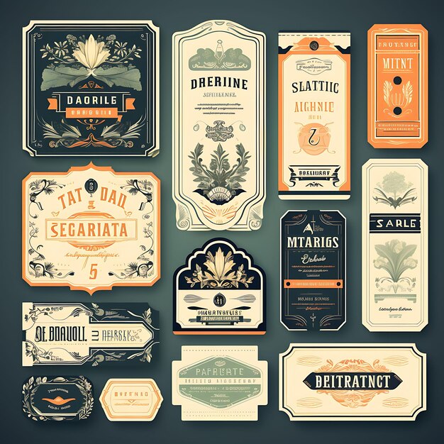 Colección de etiquetas Estética y marca vintage con un gráfico vectorial creativo que explora el encanto