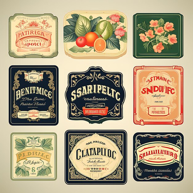 Colección de etiquetas Estética y marca vintage con un gráfico vectorial creativo que explora el encanto