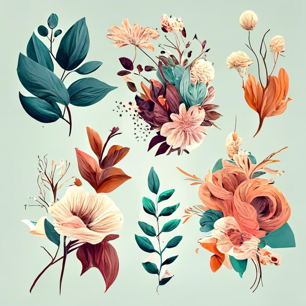 Una colección de flores ilustración vectorial