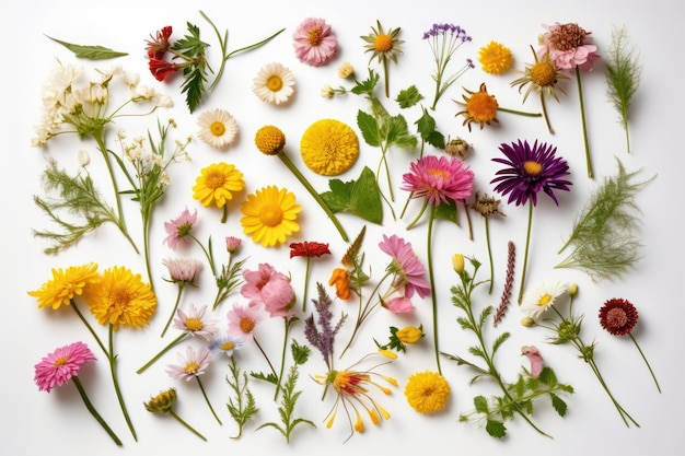 Una colección de flores, incluida una que dice 'flores'