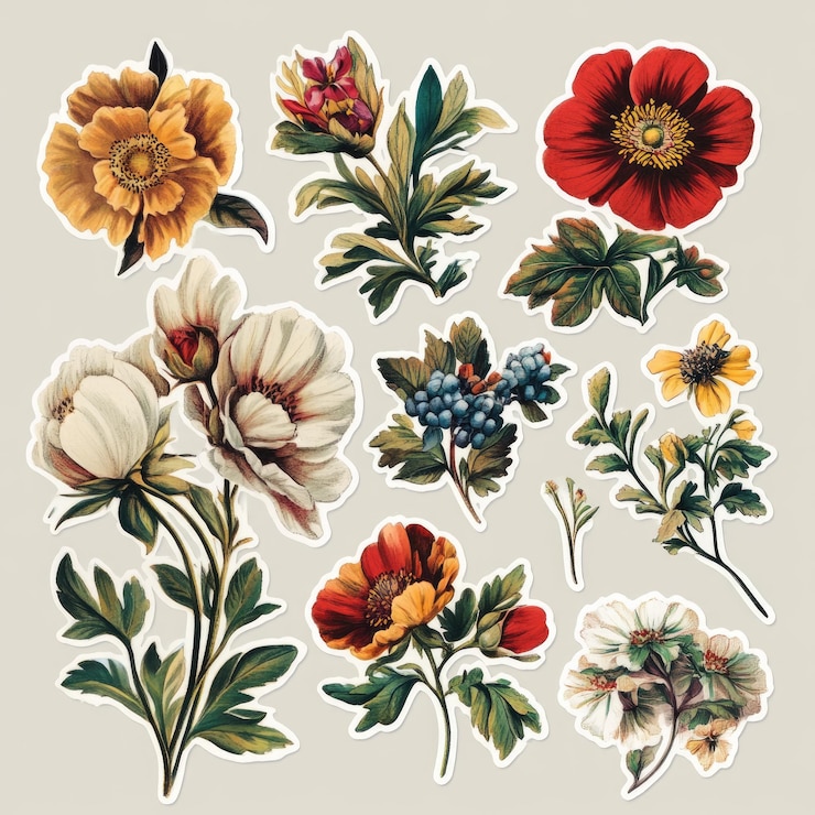 una colección de flores, incluidas varias flores