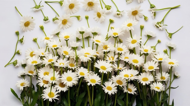 Colección de flores margarita blanca aislada sobre fondo blanco hola primavera hermoso jardín de plantas