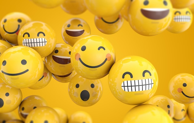 Colección de fondo de personajes de emoticonos Emoji Representación 3D