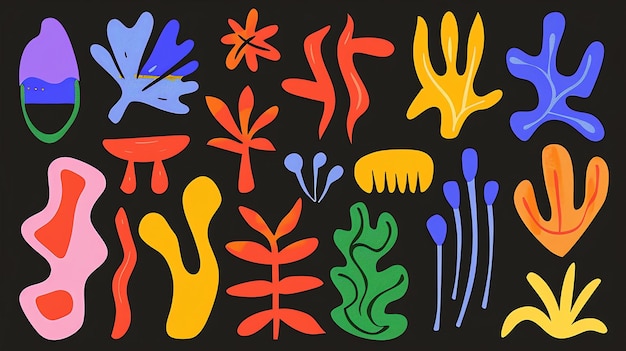 Una colección de formas orgánicas abstractas dibujadas a mano estas formas son perfectas para añadir un toque de capricho y diversión a cualquier proyecto