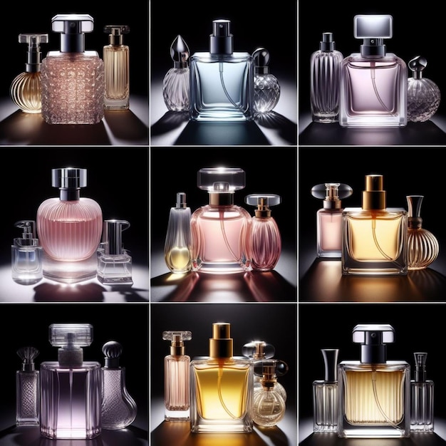 colección de fotos de pequeñas botellas de perfume