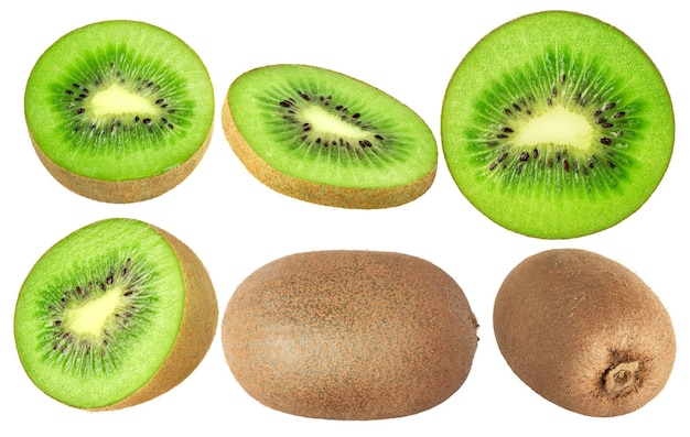 Colección de frutas de kiwi Rebanada a mitad entera