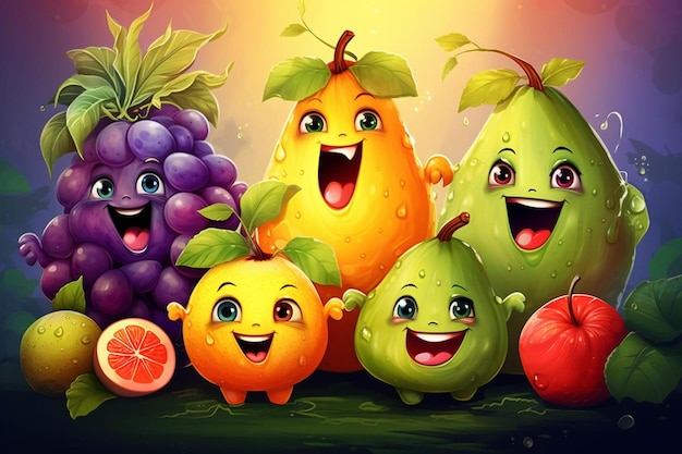 Foto una colección de frutas y verduras de la serie