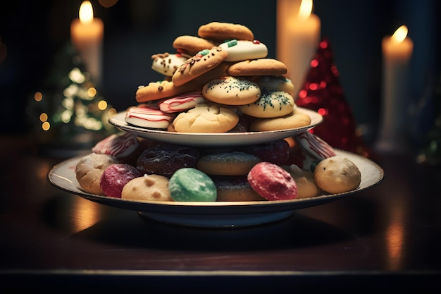 Una colección de galletas de Navidad en un plato