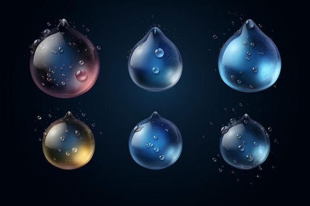 Colección de gotas de agua realistas