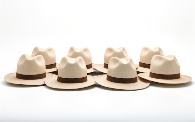 Colección de hermosos sombreros aislados sobre un fondo blanco