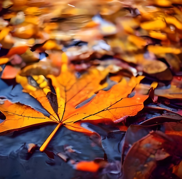 Colección de hojas de otoño caídas multicolores foto Generado por AI