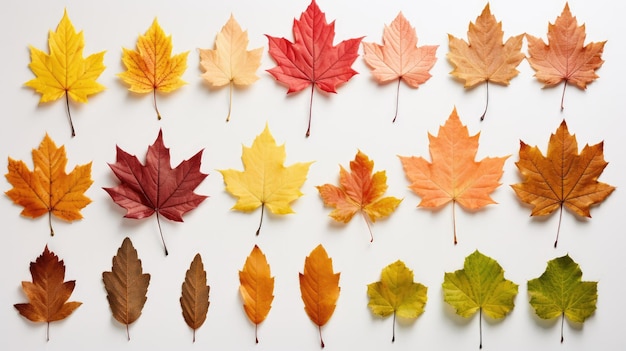 Una colección de hojas de otoño coloridas variadas