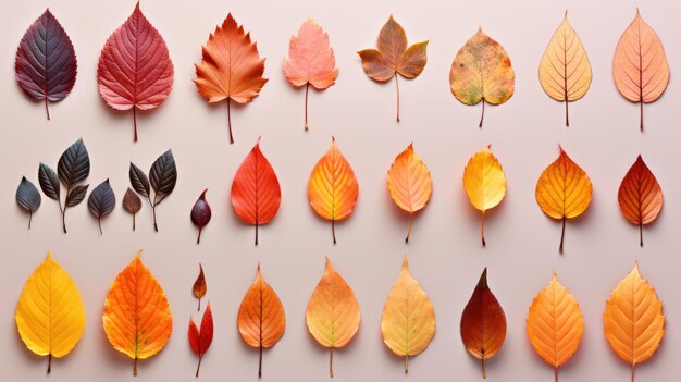 Una colección de hojas de otoño coloridas variadas