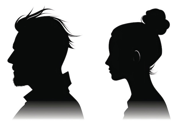 Foto colección hombre y mujer cabeza icono silueta macho y hembra avatar perfil signo ilustración