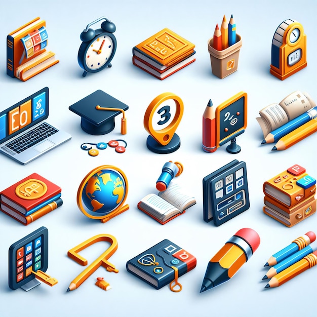 colección de iconos educativos en 3D