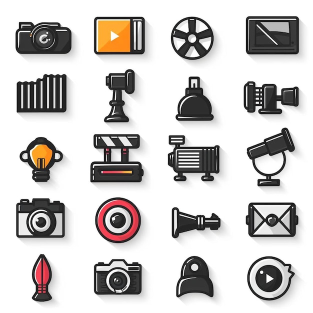 Foto una colección de iconos incluyendo uno que dice flash