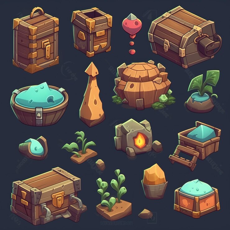 Foto una colección de iconos para un juego.