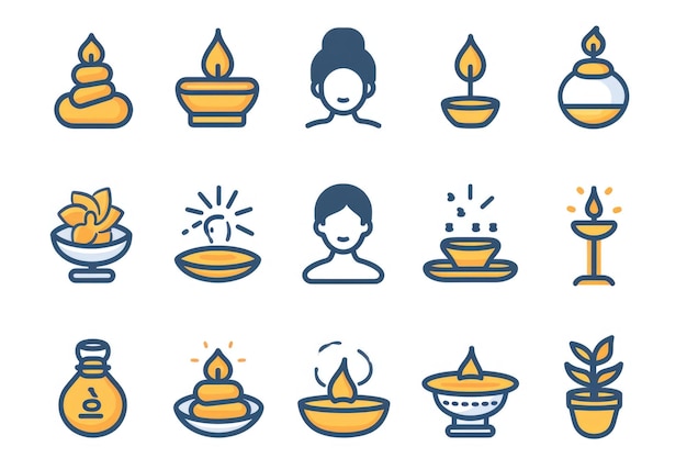 Foto una colección de iconos con una mujer sosteniendo velas puede usarse para varios propósitos