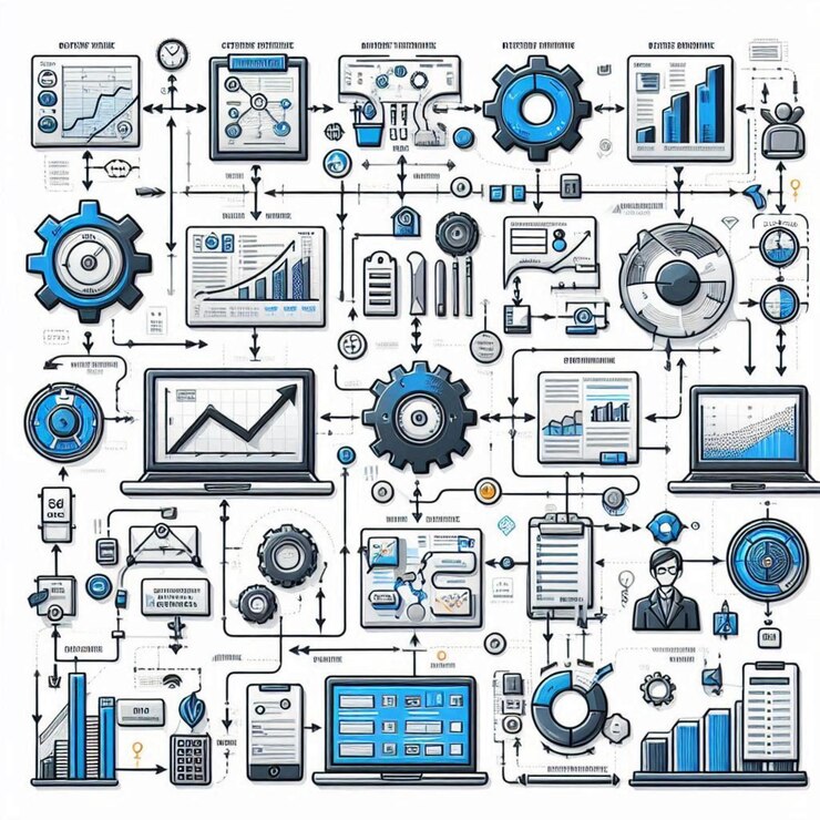 Foto una colección de iconos de negocios, incluido uno que dice gestión financiera