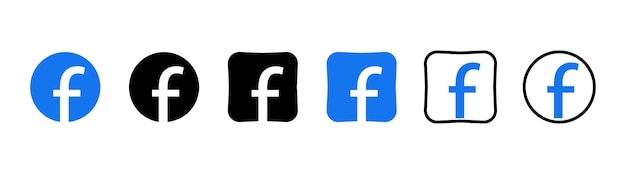 Colección de iconos negros de Facebook Logotipo de redes sociales Arte lineal y estilo plano aislado en fondo blanco Icono de línea vectorial para negocios y publicidad