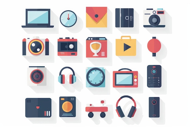 una colección de iconos que incluyen una cámara cámara cámara y cámara