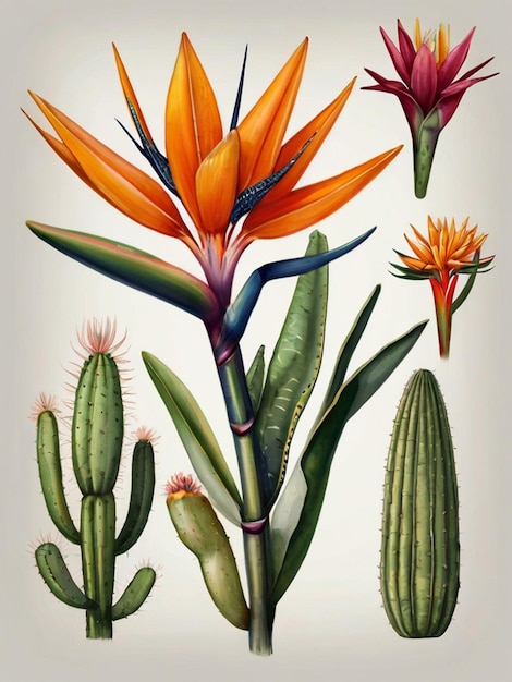 Colección de ilustraciones de flores exóticas