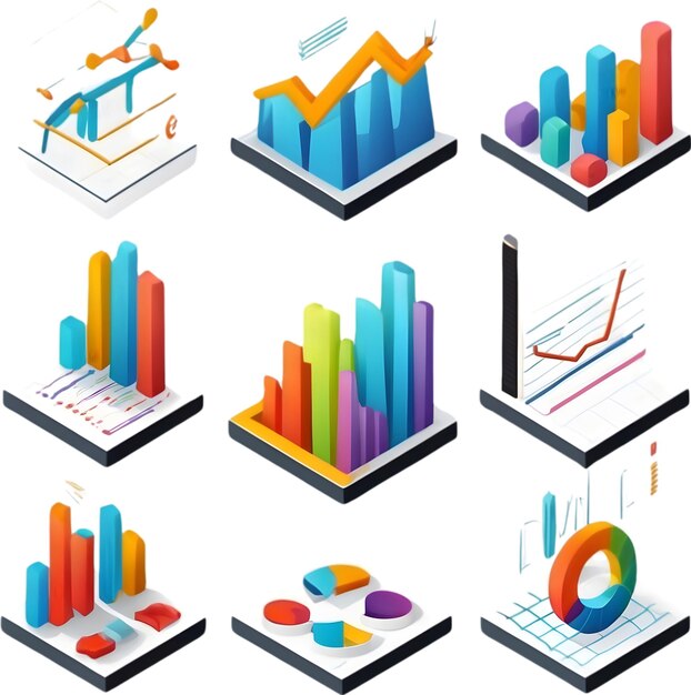 Colección de ilustraciones de gráficos Conjunto de vectores infográficos Elementos de diseño de visualización de datos Gráficos y