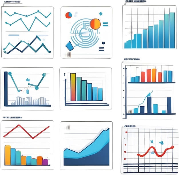 Foto colección de ilustraciones de gráficos conjunto de vectores infográficos elementos de diseño de visualización de datos gráficos y