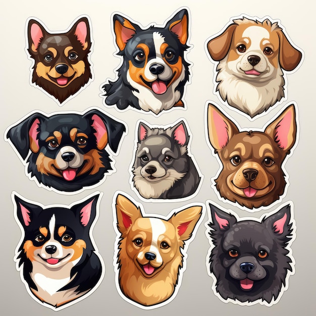 Colección de ilustraciones de pegatinas para perros generadas por IA Imagen