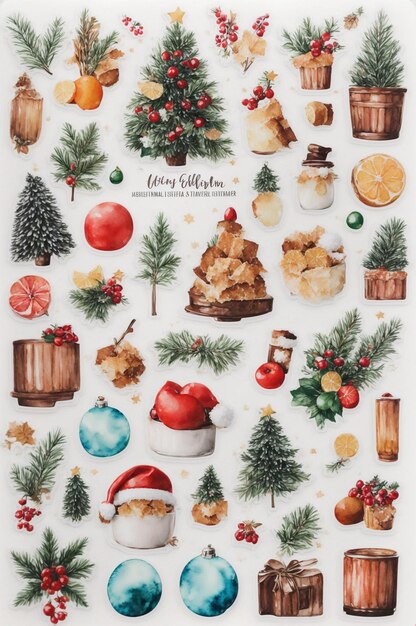 colección de ilustraciones de pegatinas con temas navideños e invernales 28