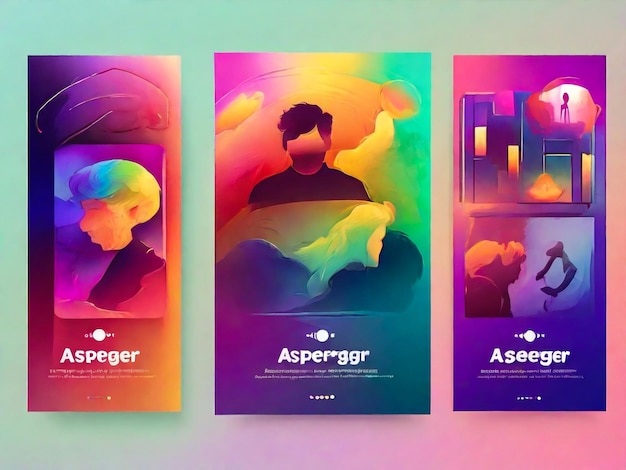 Una colección de ilustraciones planas del día internacional de Asperger