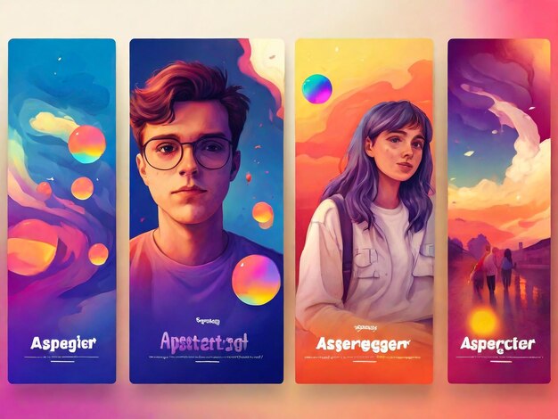 Una colección de ilustraciones planas del día internacional de Asperger