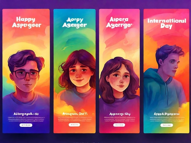 Una colección de ilustraciones planas del día internacional de Asperger