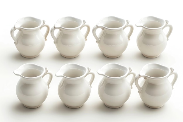 Foto colección de jarros de leche de porcelana para el diseño de envases